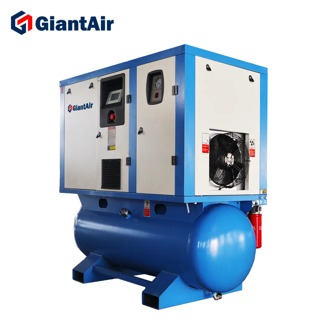 Giantair High Efficiency Four in One 11kw 15HP Screw Air Compressor with Dryer and Tank Line Filters